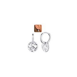 LOLIAS 14K Hoop Earrings Gold Earrings Silver 925 Hanging Earrings Gold Hoop Earrings with Round Coin Pendant Hypoallergenic Drop Earrings for Women Girls