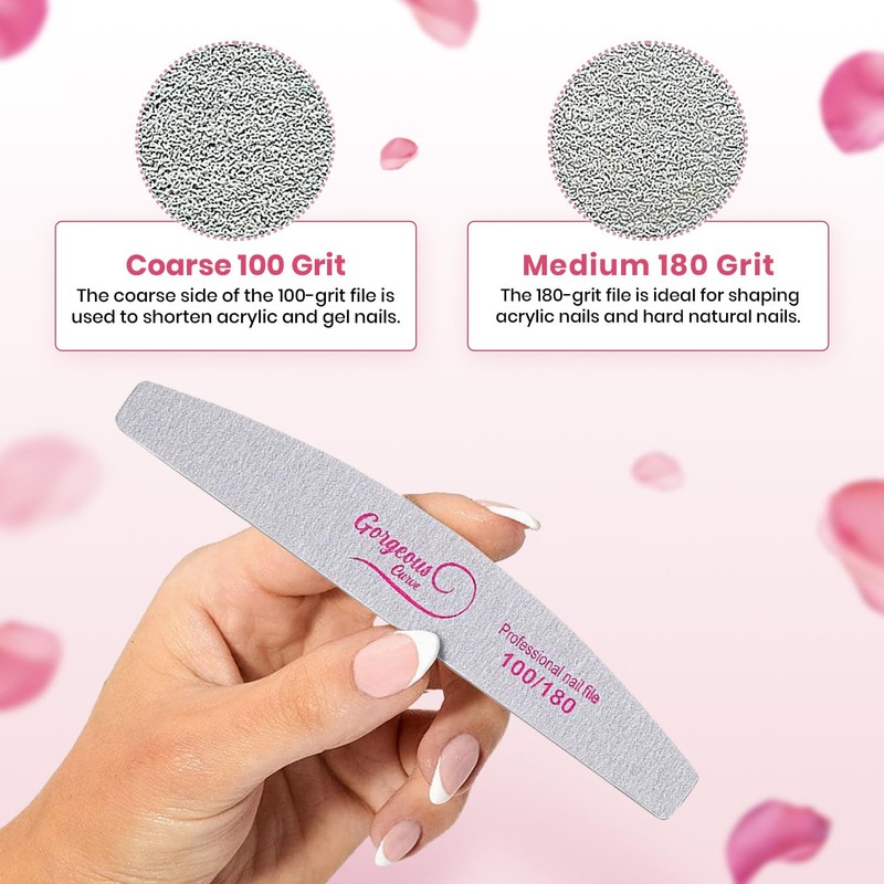 12PCS Professional Nail Files Double Sided Emery Board 100/180 Grit