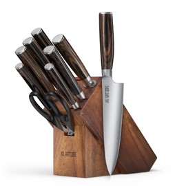 Yatoshi 9 Piece Block Set - Pro Kitchen Knife Set Ultra Sharp High Carbon Steel with Ergonomic Handle