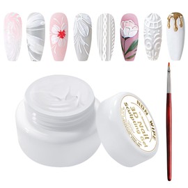 U-Shinein 3D Nail Sculpting Gel,Non Wipe Painting Nail Polish Gel with Nail Painting Pen for Art Carving Modeling,Rub Chrome Nail Powder,and Nail Painting UV/Led Manicure DIY, #White