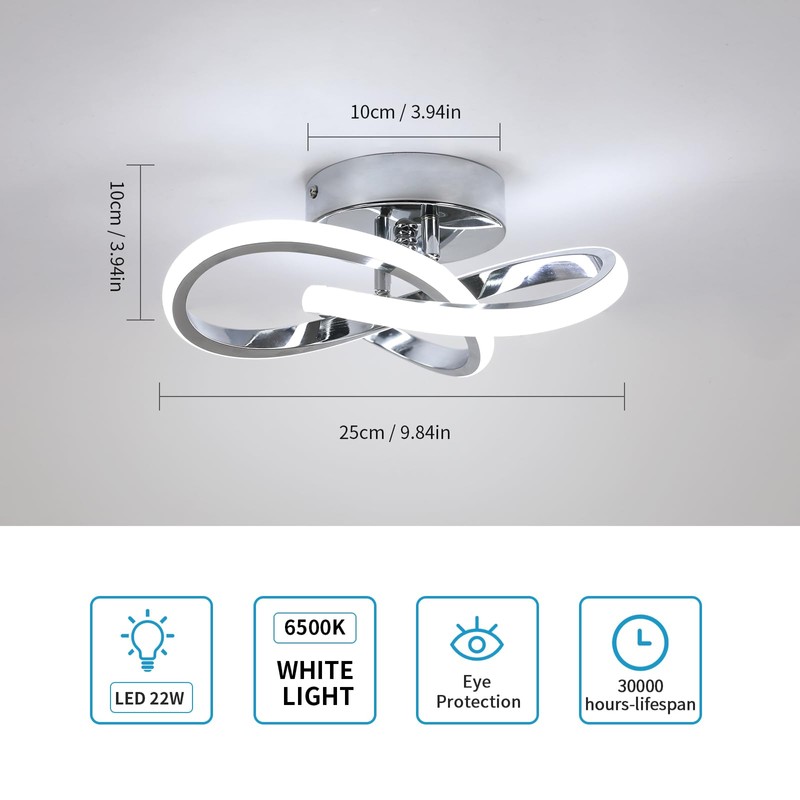 Toolight Ceiling Light LED Silver, 3000 K, 25 cm