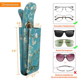 Fintie Double Eyeglass Case with Carabiner Hook, Portable Vegan Leather Eyeglass Case with Scratch Protection, Sunglasses Pouch, blossom