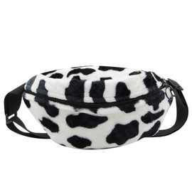 AIBEARTY Women Girls Fashion Cow Print Plush Waist Bag Fanny Pack Pouch Sport Belt Bag Hip Chest Crossbody Shoulder Purse