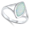 White Simulated Opal Large Unique Filigree Ring .925 Sterling Silver