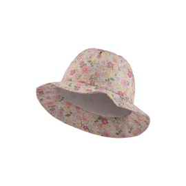 Sterntaler Children's Flower Sun Hat Made of Lightweight Cotton with Floral Print - Peaked Cap Lined with Textured Cotton Fabric - Ecru, 55