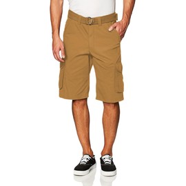 Southpole Men's Ripstop Belted Cargo Shorts, Deep Khaki, 38