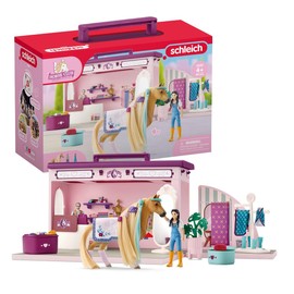 Schleich Horse Club Sofia's Beauties Horse Pop-Up Boutique with Hair Brushing Accessories and Figurines - 25-Piece Brushable Hair Pop-up Horse Salon Boutique For Grooming Horses, Gift for Kids Ages 4+
