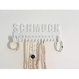 Jewellery holder wall design by Galeara chain holder with jewellery lettering, jewellery storage (Mika jewellery, white)