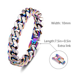 LUCKY2+7 Bracelets for Men-Stainless Steel Fold Over Clasp Cuban Chain Mens Bracelet