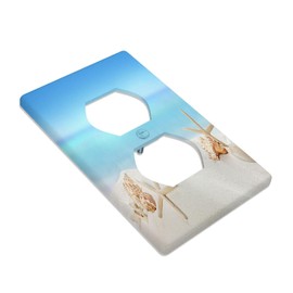 Moslion Beach Starfish Wall Plate Covers Blue Sky Sea Ocean Beige Sand Summer Coast 1-Gang Outlet Cover Switch Plug Duplex Home Decorative Office