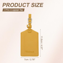 PATIKIL Suitcase Luggage Tags, Yellow PU Leather Name Tags Airplane Bag Accessories Travel Essentials with Private Protection for Flying Hotel Check in Luggage Bags Men Women, 3 Pcs