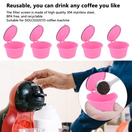Taza de filtro de cápsula de café, taza de filtro de cápsula de café reutilizable Filtro de café de metal para filtro de café de metal Keurig para accesorios de máquina de café (Rosa)