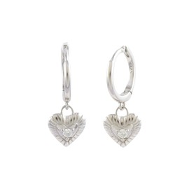 Stylish Heart Drop Zirconia Hoop Huggie Earrings For Women Girls Minimalist 925 Fashion Sterling Silver 18k Gold Plated, Platinum Plated Hypoallergenic Jewellery with Gift box (Platinum)