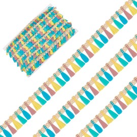 HOBBIESAY 50 Yards Colorful Tassel Fringe Trims 0.87 Inch Polyester Fringe Trim Sewing Tassel Ribbon for DIY Crafts Costume Accessories Curtains Tablecloths Home Furniture Decor