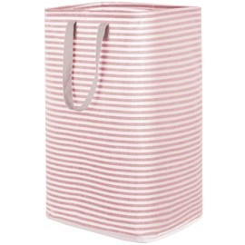 Lifewit Cesto para Ropa Sucia con Capacidad Extra Grande, Revestimiento de Impermeabilización, Algodón y PEVA de Terileno, Bolsa de Almacenamiento, Cesto Plegable de Lavandería, 80L,Rosa