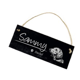 Dekolando Home Accessories Engraved Slate Sign with Dog Name Plate 22 x 8 cm