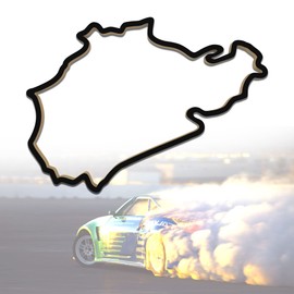 Racetrackart Holzskulptur Deko – Rennstrecke Nürburgring Nordschleife, Wandverzierung, 23 cm, Holzskulptur, Geschenk, Wanddekoration für Fans von Autorennen, schwarz