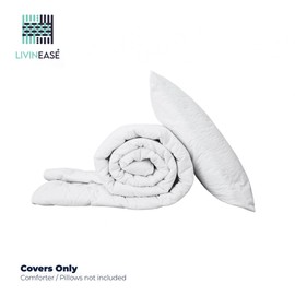 LivinEase Brushed Microfibre Single Duvet Cover Sets - 100 GSM White Single Duvet Cover with 1 Pillowcase (50x75 cm) - Hotel Quality Hypoallergenic, Easy Care and Comfortable