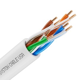 Syston Cable Technology Cat 5e Ethernet Network Cable - 200 FT，350MHz 24AWG Solid Bare Copper Wire Outdoor/Indoor, Bulk No Ends 10 Ft to 1000 Ft Available, Heat Resistant Riser Rated - CMR
