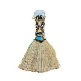 Xuoxeji Xuoxeji Crystal Witch Wiccan Altar Broom,Witchcraft Witches Pagan Altar Decor, Handmade Ritual Magic Ceremonial (Opal)