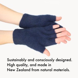 Native World Womens Possum Merino Wool Fingerless Gloves For Women and Men, Soft Extremely Warm (Twilight Blue, Large)