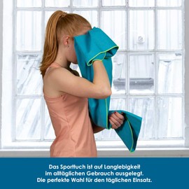 SETEX Evolon(R) Sports Towel for Men and Women, Ideal for Holidays as Beach Towel and Festival Accessories, Polyester, Light Grey with Pink Stitching, 50 x 100 cm