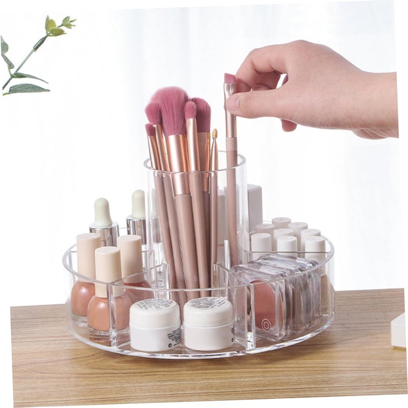 Ciieeo Rotating Makeup Organizer Divided Compartments Turntable Storage for Cosmetics