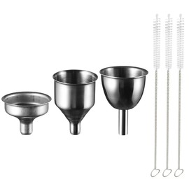 Leadigol Kitchen Funnels for Filling Bottles,Stainless Steel Funnels Set of 3,Kitchen Tool Easy to Clean Filling Tool Wine Spice Oil Vinegar Refined Oil Durable Household,3Pcs Cleaning Brushes