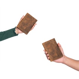 STILORD 'Arthur' Passport Cover Leather ID Folder Genuine Leather Travel Document Case Leather Document Folder Vaccination Passport Wallet, Colour:Bergamo - Brown