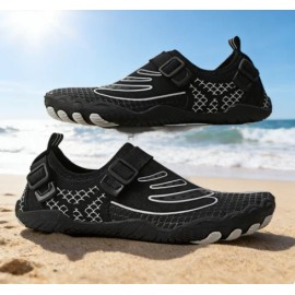 2027 NEW KJ Rubber Wading Shoes Anti-cut Beach Breathable Swimming Fishing Amphibious Quick-dryColor: A816 black, US Size: 43