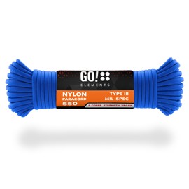GO!elements 15 m Paracord Rope Made of Tear-Resistant Nylon Cord – 4 mm Paracord 550 Type III Cord – Suitable as All-Purpose Rope & Cord – Max. 250 kg, Colour: Blue