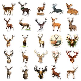 50 Packs Deer Stickers Water Bottles Laptop Phone Motorcycle Computer Guitar Skateboard Hydroflasks Deer Vinyl Sticker Waterproof Aesthetic Trendy Decals for Teens Girls Adults