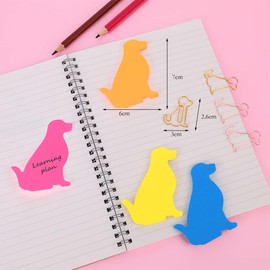 JchEnye 210 Pieces Cute Dog Sticky Notes with Paper Clips, Cartoon Animal Sticky Notes, Same Colour Paper Clips, Index Tags, Dog Shapes, Markers, Flags, Notebook