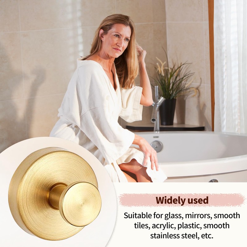 2Pcs Suction Hooks for Bathroom,Shower Towel Gold Hook Cup,Duty Vacuum