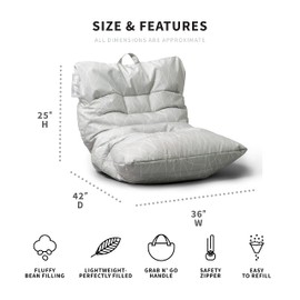 Big Joe Roma Bean Bag Chair, Moonstone Tessellation Lenox, Durable Woven Polyester, 3 feet