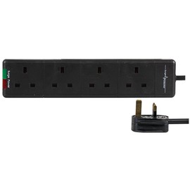 Extension Lead Four Gang Surge 5M BLK, Power Outlet Strips with Surge Protection Electrical, Qty X 1