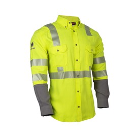 DRIFIRE FR Hi-Vis Lightweight Work Shirt, MDRG Fluorescent Yellow