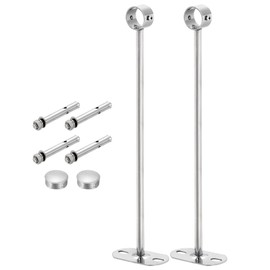 sourcing map 2 Set Ceiling Mount Curtain Rod Bracket, 25mm/0.98" Pipe Length 350mm/13.78" Stainless Steel Curtain Rod Hooks Hangers for Walls Wardrobe Pipe Curtain Pipe, Silver