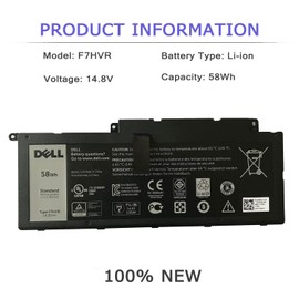 DELL F7HVR Laptop Battery for Dell Insprion 14 7437 Dell Inspiron 15 7537 Series Dell Insprion 17 7737 Series F7HVR JR9TD Y1FGD 62VNH 062VNH G4YJM T2T3J 89JW7 17HR-1728T 451-BBEO 58Wh 14.8V 4-Cell