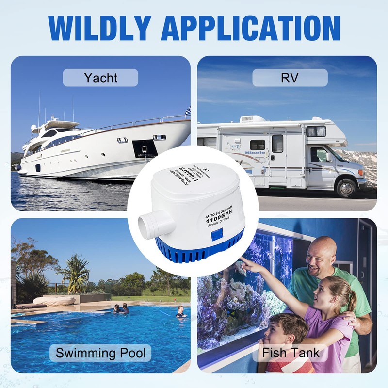 ECO-WORTHY Automatic 12V Bilge Pumps for Boats 1100GPH Auto with
