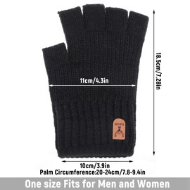 OJIOUI 1 Pair Half Finger Gloves for Men Women Warm Winter Knit Fingerless gloves Working Running Biking Driving (1, Black, One Size)