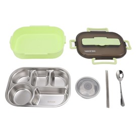 Lunch Container Box Stainless Steel Thermal Lunch Storage Box with Soup Bowl Chopsticks Spoon for Adults Children Green