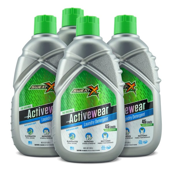 Sweat X Sport Extreme Laundry Detergent, High Performance Sports Wash for Activewear and All Fabrics, Case of 4