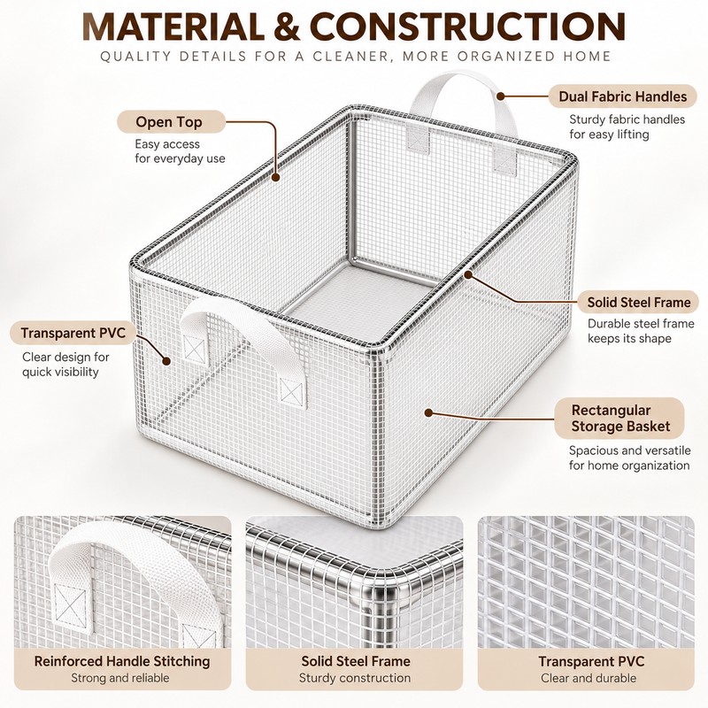 Transparent PVC Storage Box for Clothing – Foldable Steel-Frame Organizer