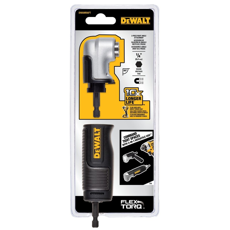 DEWALT FLEXTORQ Right Angle Drill Adapter, 2-in-1 Attachment for Impact