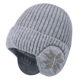 EOAMGO Beanie Hat Men, Winter Hats for Men, Thermal Hat, Unisex Classic Knit Beanie, Skull Caps for Men, Soft Warm Knitted Hat (UK, Alpha, One Size, Grey)