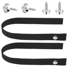 Fyntave 2 Sets RV Sliding Door Straps with Button Snap 18 Inches Rv Sliding Door Straps RV Pocket Camper Doors Strap Long Security Straps Button for Rv Door Boat Accessories (Black)