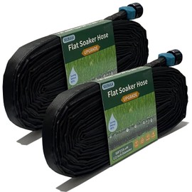 Secbulk 2025 Flat Soaker Hose 100 ft for Garden, 100' (50ft x 2) Linkable Drip Hose Diy Garden Irrigation System Saving 80% Water, Dual-layer Leak-free Design Water Hose with Holes