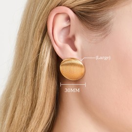 Fattevile Large Gold Circle Earrings Textured Round Earrings for Women 14K Gold Stud Earrings for Women Statement Earrings Exquisite Jewelry Gift for Women (Gold 1)