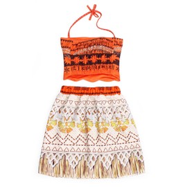 Butvashine Costume Dress for Little Girls Kids Toddler Fancy Party Sleeveless Tube Top Skirt Set Birthday Movie Role Pretend Play Outfit Orange Size 4T Age 3-4 Years